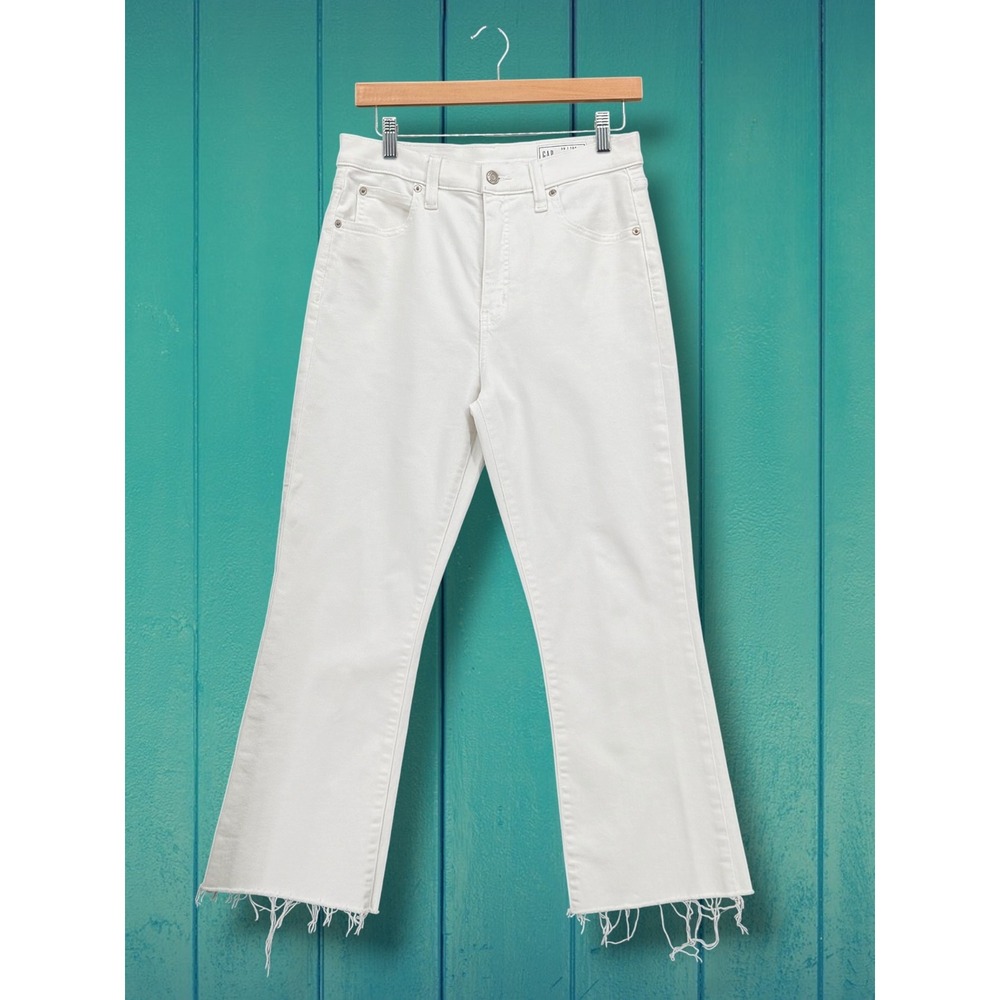 Gap Kick Fit High Rise Raw Hem White Denim Jeans Size 30/10R